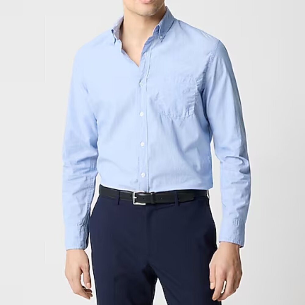 J. Crew Men's Flex Performance Casual Shirt Slim Untucked Light Blue Size L NWT
